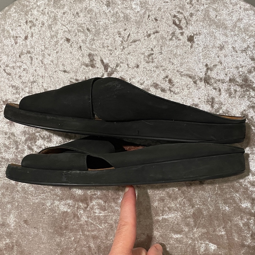 COLE HAAN Black Leather Slide Sandals - Picture 3 of 6